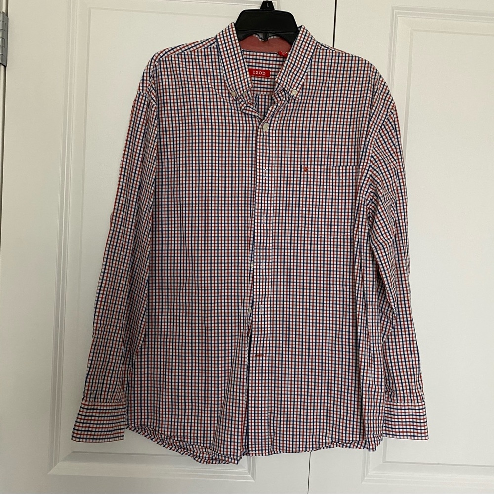 Men’s Izod Res, White & Blue Button Down Size XL